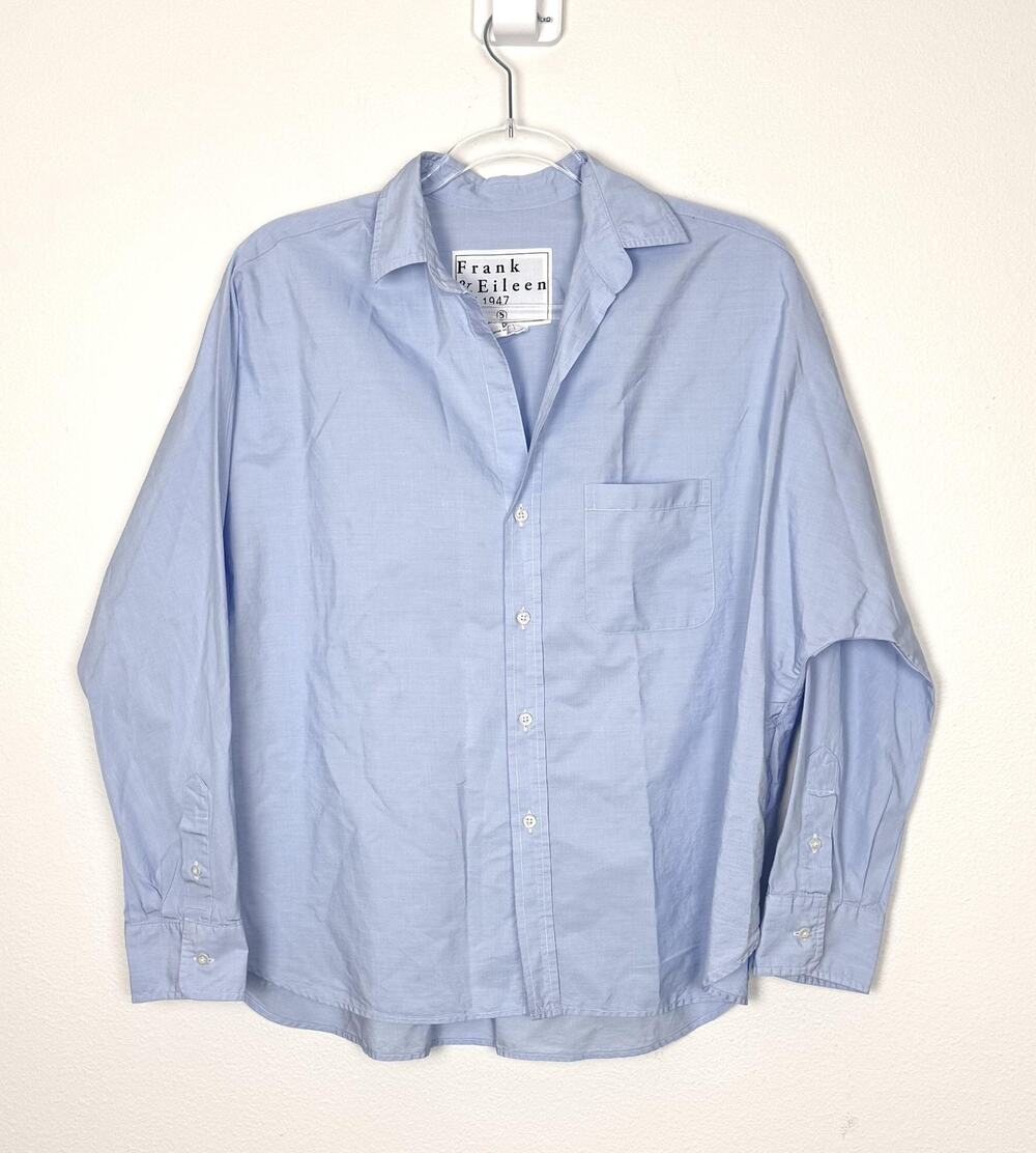 Frank & Eileen Oona Shirt Womens Small Italian Fabric Light Blue Relaxed